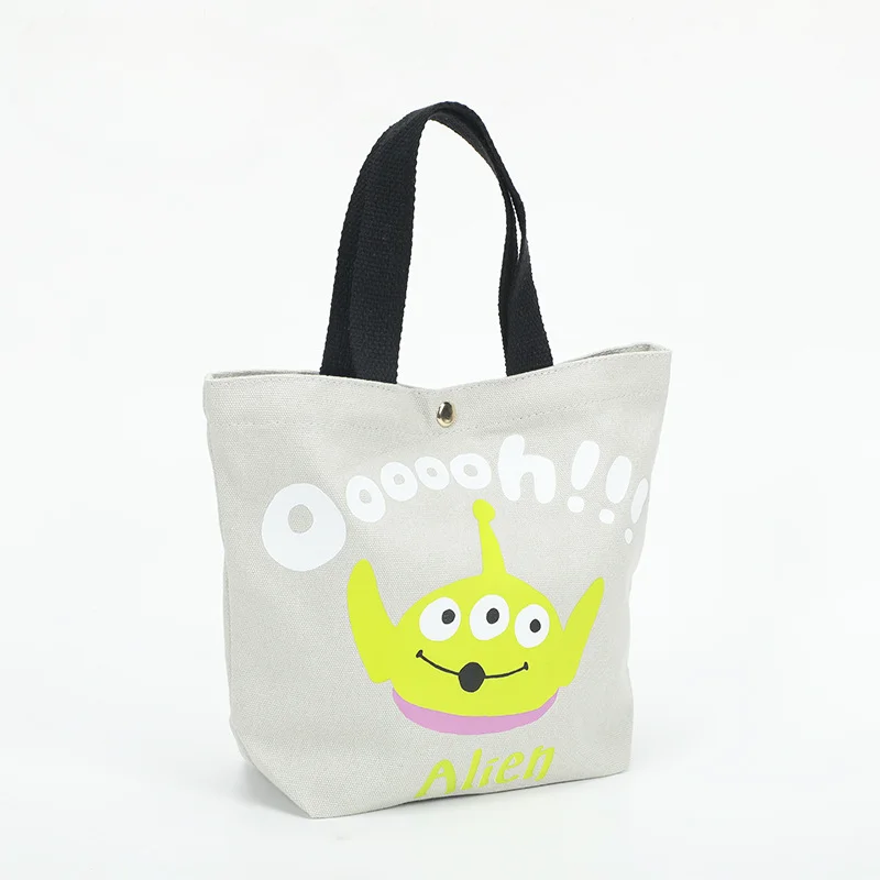 

Disney Canvas Shoulder Bags for Girls Anime Alien Handbags Cartoon Kawaii Storage Pouch Large Capacity Fashion Lunch Bags Gifts