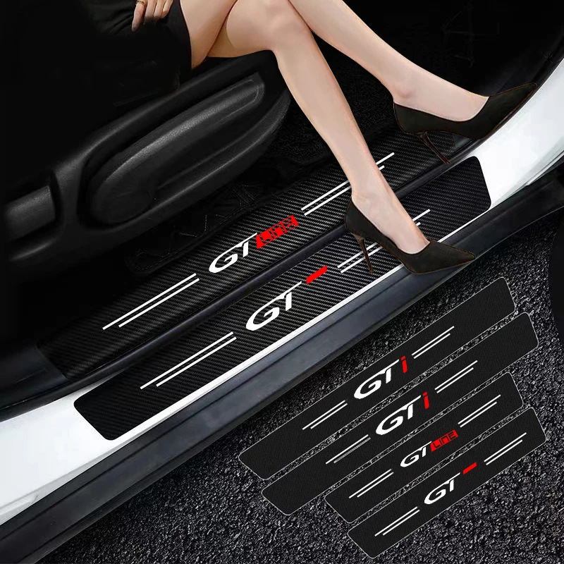 

Car Door Threshold Plate Carbon Fiber Stickers For Peugeot GT GTi GT Line 508 5008 3008 208 2008 308 206 307 106 108 306 206 208