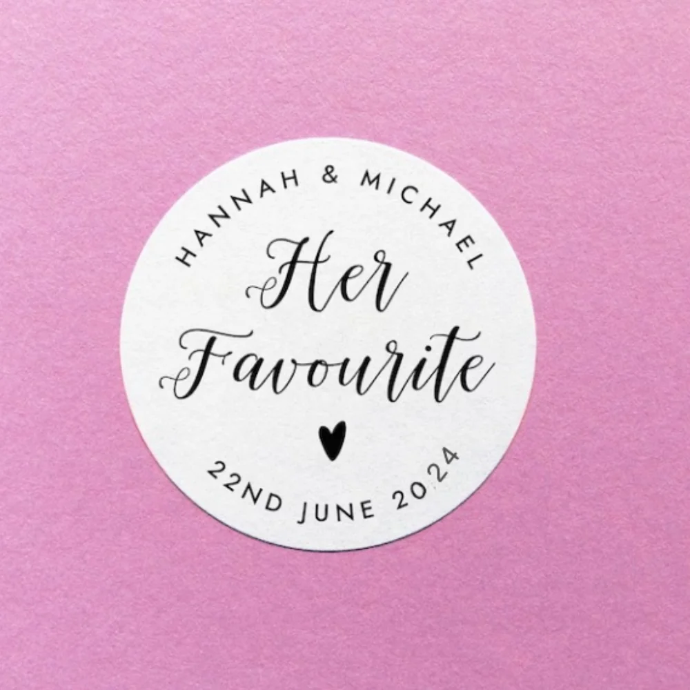 

Custom Her or His Favourite Sticker, Party Favour Stickers, Her Favorite Label, Her Favour Labels, Personalized Party Bag Label