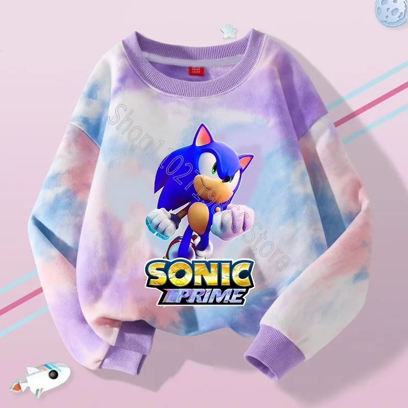 New Sonics Child Clothes Boys Girls Thin Sweatshirts Cartoon Anime Graphic Print Supple Comfortable Breathable Streetwear Gifts