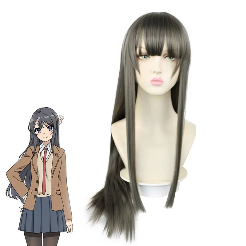 

Rascal Does Not Dream Of Bunny Girl Senpai Sakurajima Mai Sakuta Cosplay Wigs Synthetic Hair Long Straight Gray Hair Role Play
