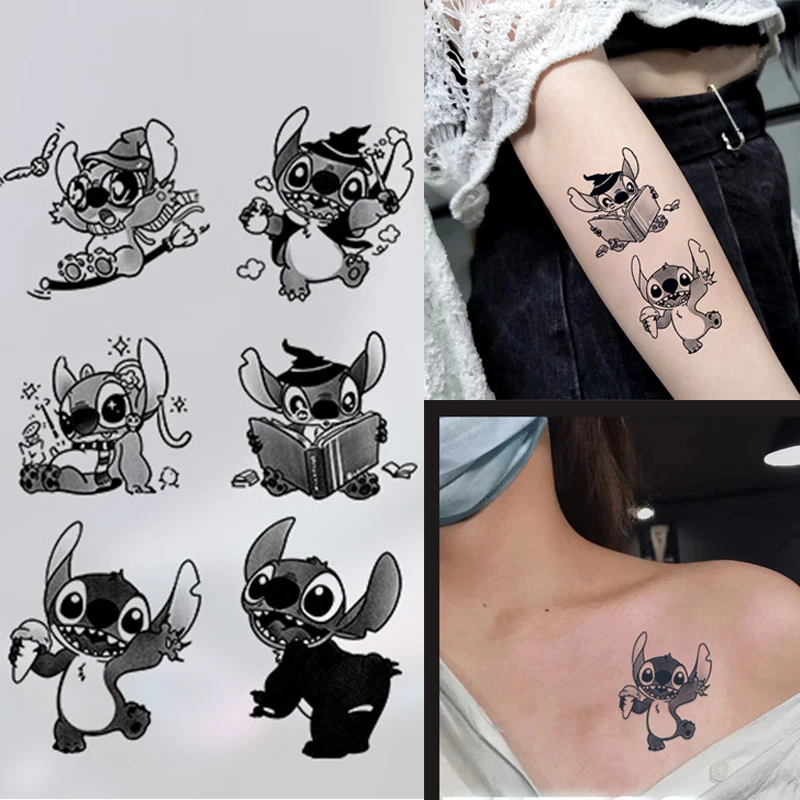 Тату-наклейка Стич Disney временная Водонепроницаемая аниме мультяшная девушка