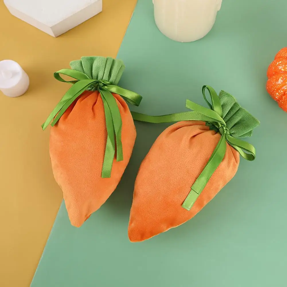 

10 шт. Пасхальный бархатный Подарочный пакет, бархатная корзина для украшений с морковкой, мешочки для конфет со шнурком для печенья, закусок...