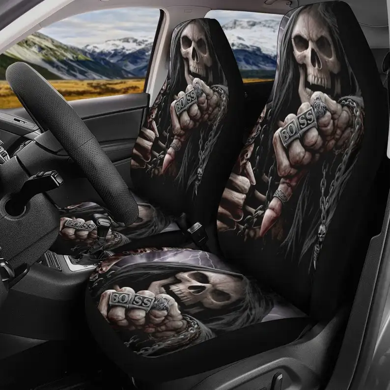 

Skull Car Seat Cover car mat Halloween death seat cover mat ghost car seat protector cover Death skull mat skeleton car mat seat