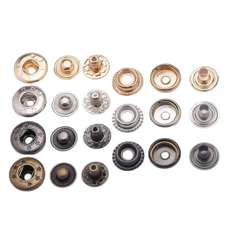 

10sets Metal Snap Fasteners Sewing brass Press Studs Sewing Button For Leather Craft Clothes Bags handmade