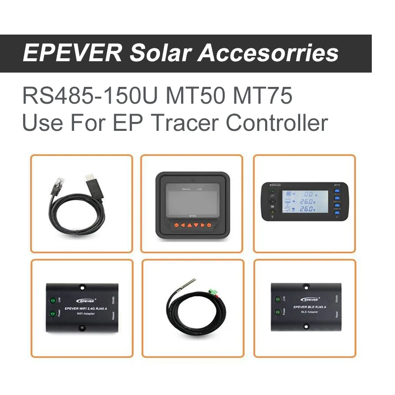 EPEVER-accesorios solares Tracer serie AN/XTRA/TIRION, pantalla LCD, medidor remoto MT50, Sensor de temperatura, Cable EBOX-WIFI ebox-ble MT75
