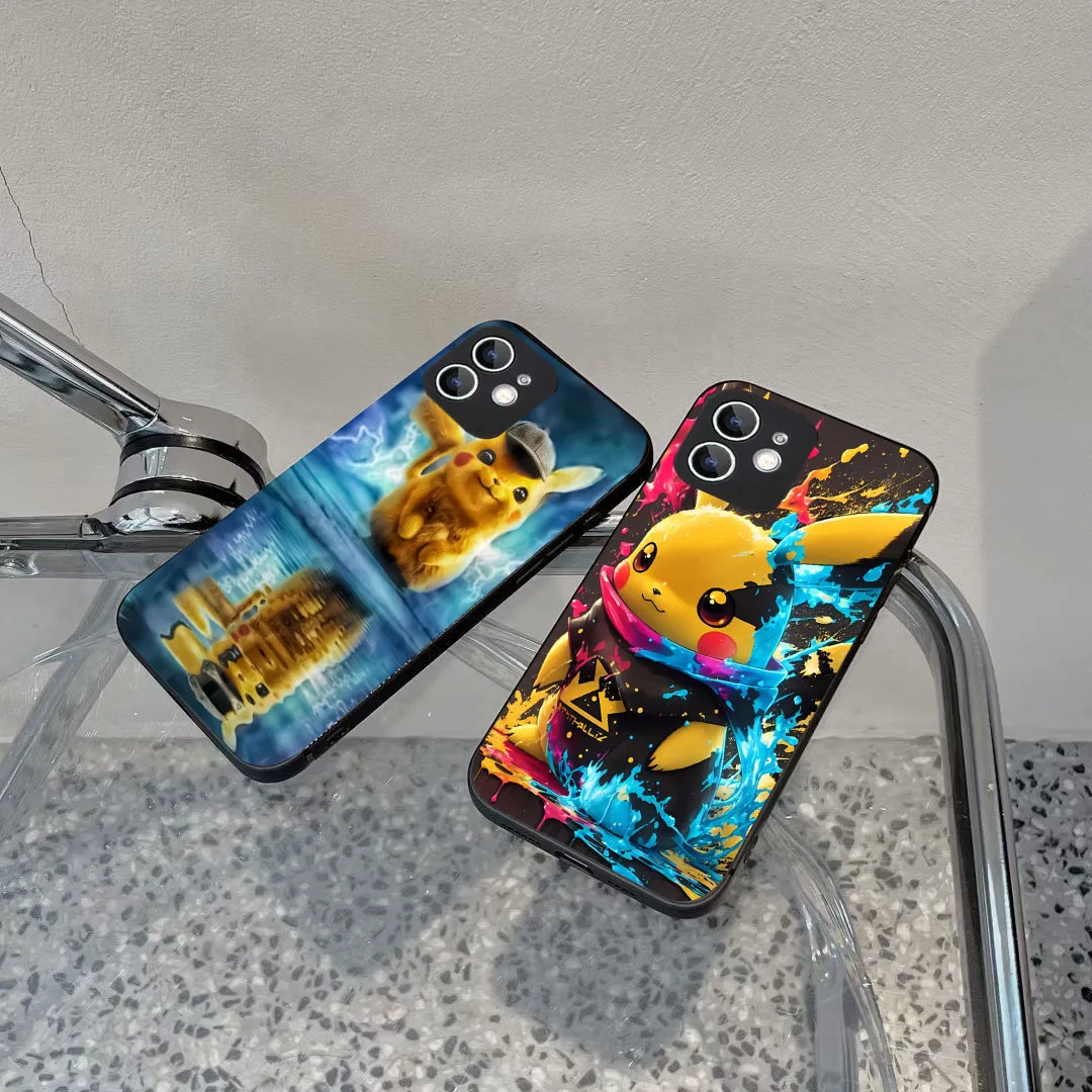 WAA-24 Pikachu Pokemon Black Flexible TPU Case For Samsung A22 25 30 31 32 33 35 41 50 51 52 53 54 55 70 71