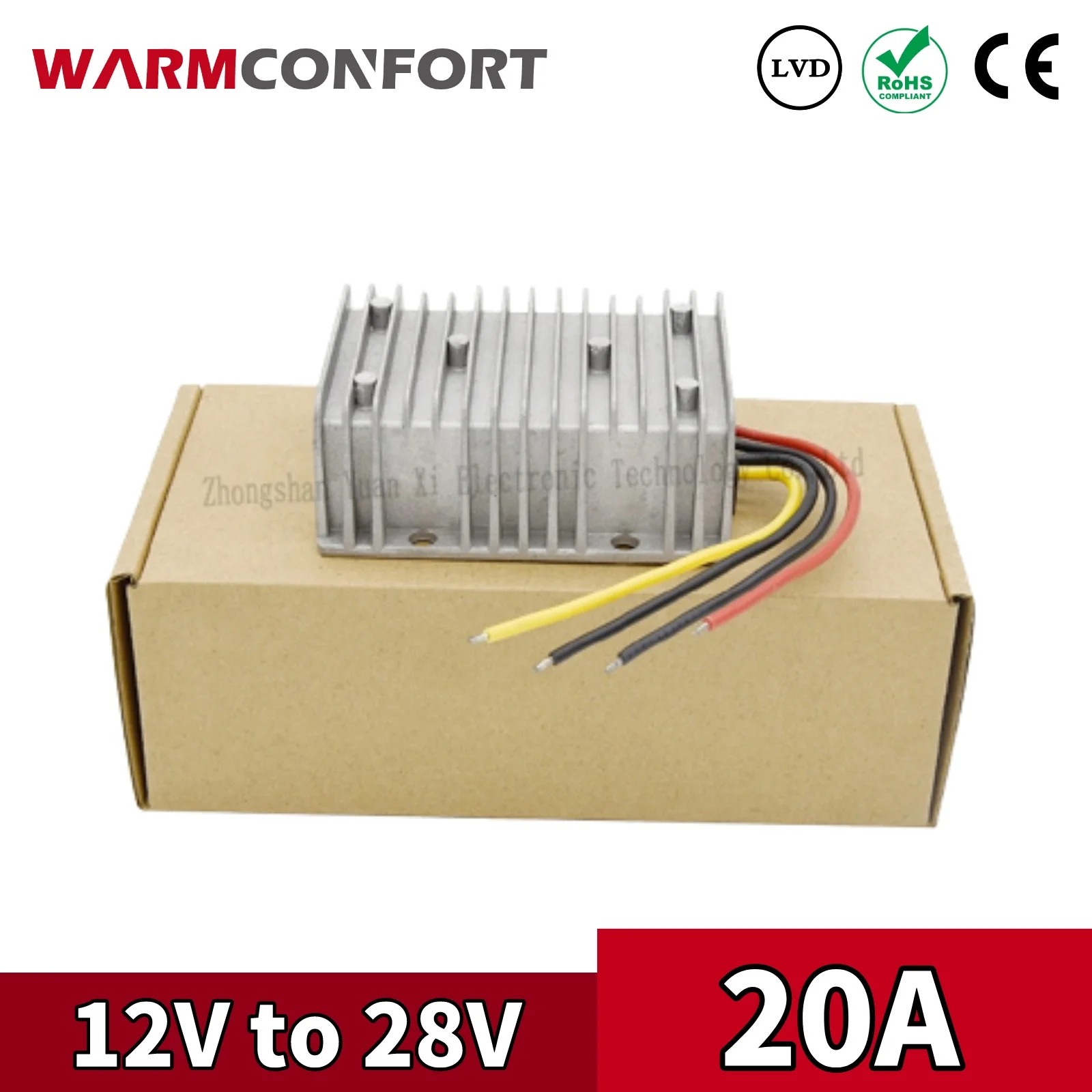 

Warmconfort DC/DC 12V to 28V 20A Step-up Power Converter Regulator 480W Car Laptop Power Supply CE RoHS