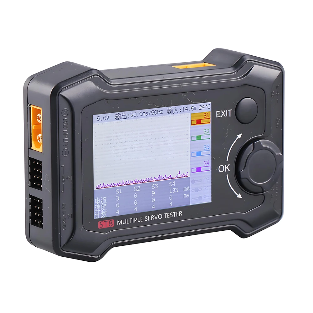 Фото Тестер сервоприводов VoidFly ToolkitRC ST8 7-28В 100Вт 10А 8-канальный (8CH) с 2.4'' TFT-дисплеем для сигналов PWM/PPM/SBUS для RC сервоприводов №3