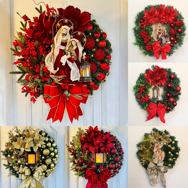 

Гирлянда для передней двери, Искусственная елка с подвесными украшениями