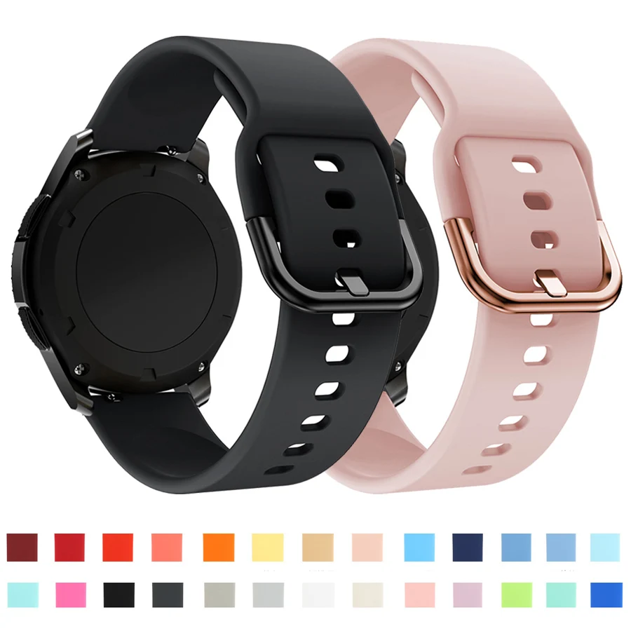 

20/22mm Silicone For Samsung Galaxy Watch 4 3 Classic Active 2/Gear S3/S2 loop Correa Band for Huawei watch GT 2e pro Strap
