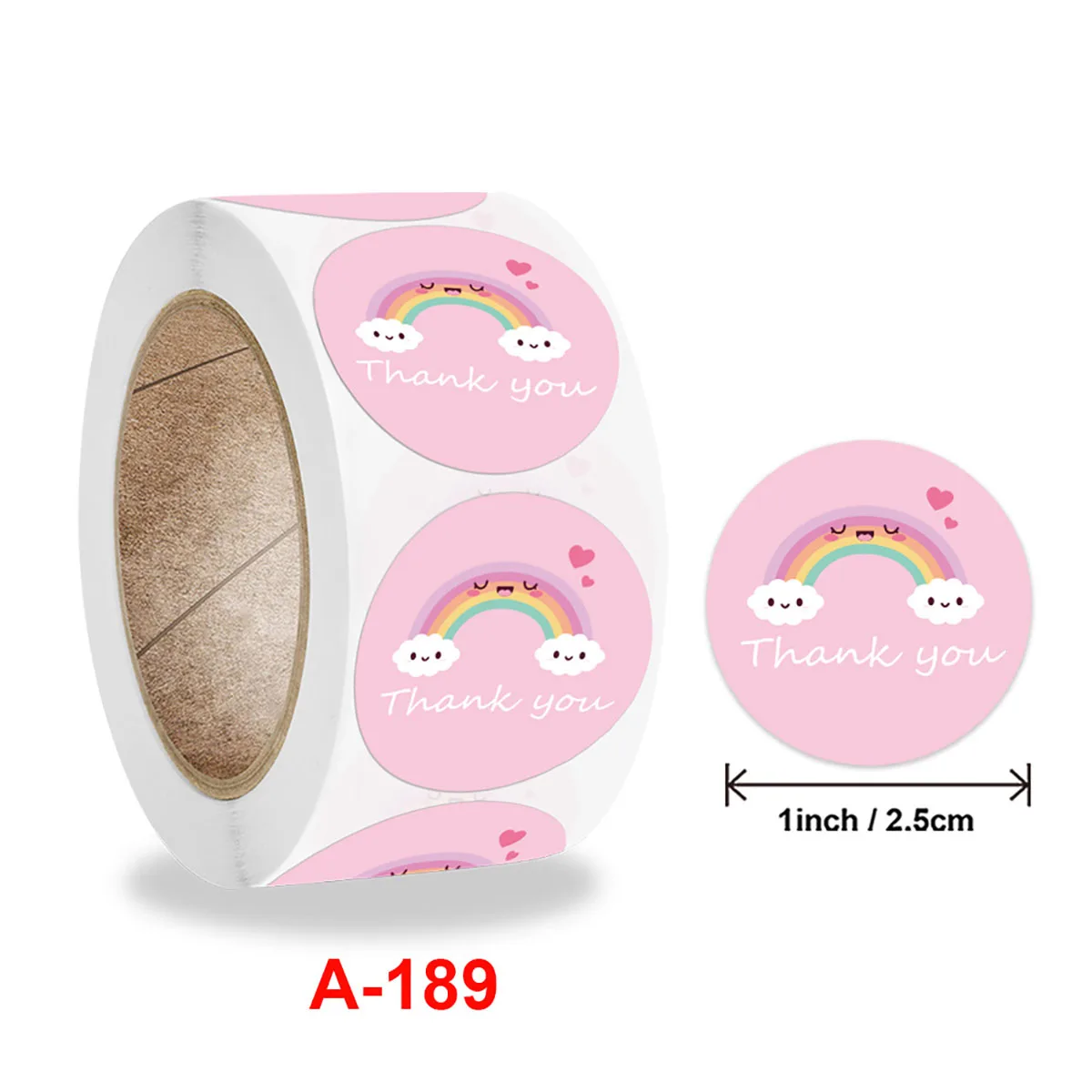 

500Pcs 1Inch Thank You Rainbow Cartoon Cute Pink Stickers For Gift Present Package Label Envelope Sealing Wrapping Supplies
