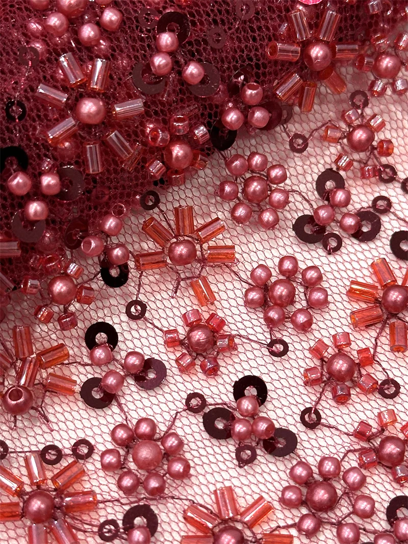 Африканская бисерная Кружевная Ткань 5 ярдов блестки вышитая французская сетка