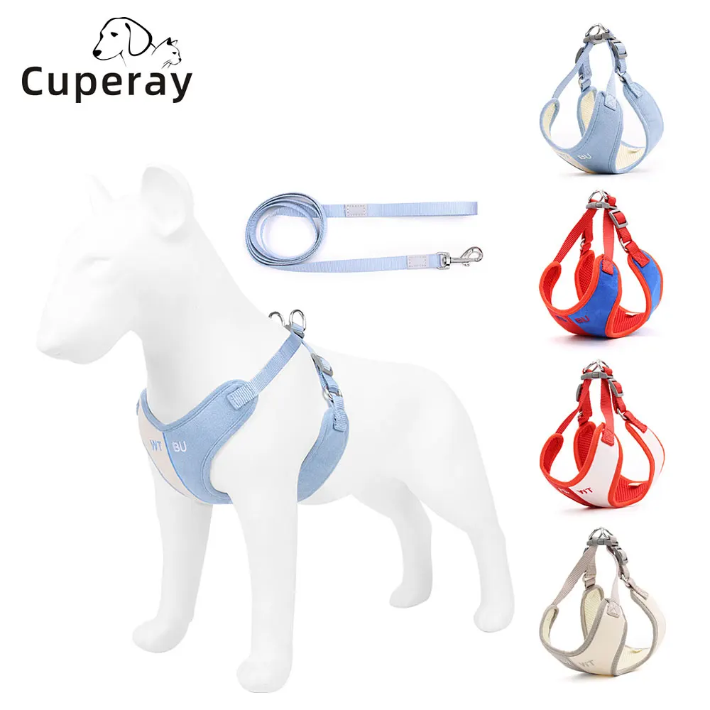 

Светоотражающие шлейки для собак, Воздухопроницаемая сетчатая мягкая жилетка для маленьких собак, с поводком