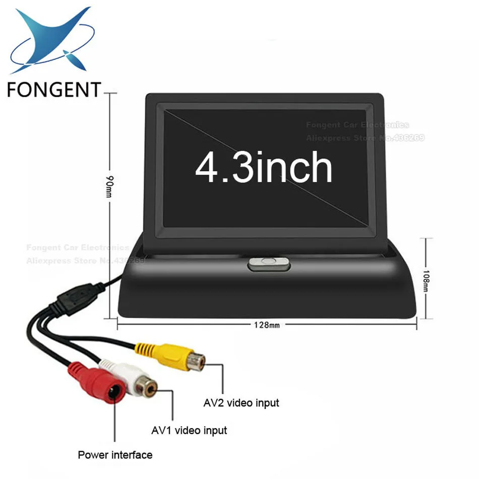 

4.3" Digital Color TFT 800*480 LCD Car Parking Mirror Monitor 2 Video Input For Rear view Camera Parking Assistance System