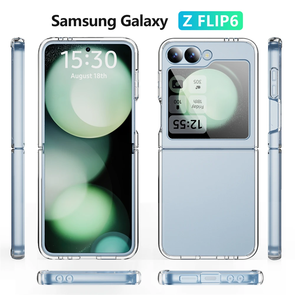 Кристально прозрачный жесткий чехол из поликарбоната для Samsung Galaxy Z Flip 6 5 4 3 полная