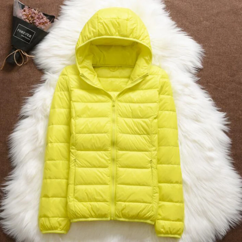 Autumn Plus Size 4XL Women Down Jacket Winter Ultra Light 90% White Duck Down Coat Short Hooded Puffer Jacket Female Warm Parka