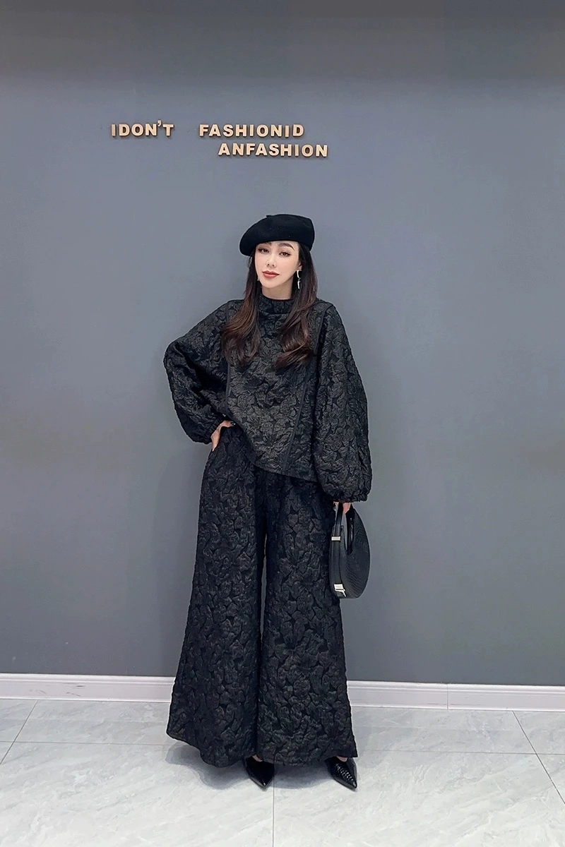 Осень 2024 новый элегантный свободный женский жаккардовый комплект в стиле ретро