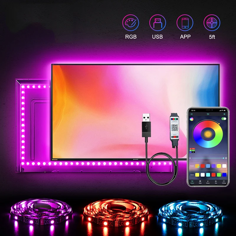 

Bluetooth 24keys Led Lights 5050 RGB USB 5V TV Background Led Strip For Room Christmas News Year Party Decorate Led Strip Lights