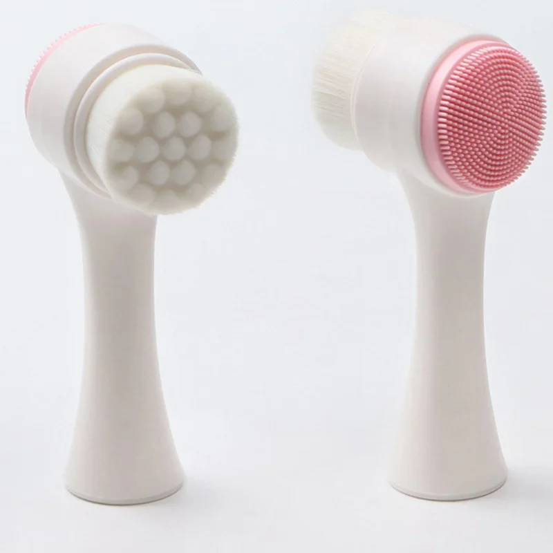 

Double-sided Silicone Facial Cleanser Wash Brush Soft Mild Fiber Face Cleaning Washing Tool Skin Care Tool
