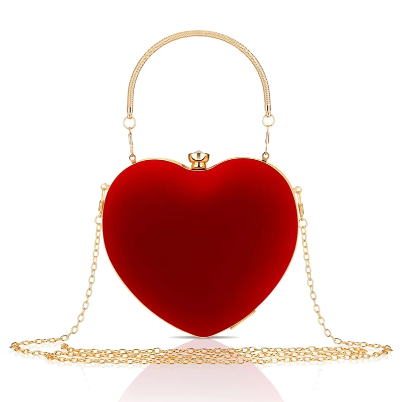 Велюровая вечерняя сумочка-клатч в форме сердца женская сумка через плечо для