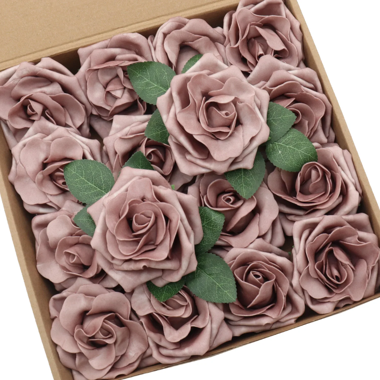 

D-Seven Artificial Flowers 16/32pcs 3.5" Dusty Rose Avalanche Roses w/Stem for DIY Wedding Bouquet Floral Centerpiece Cake Decor