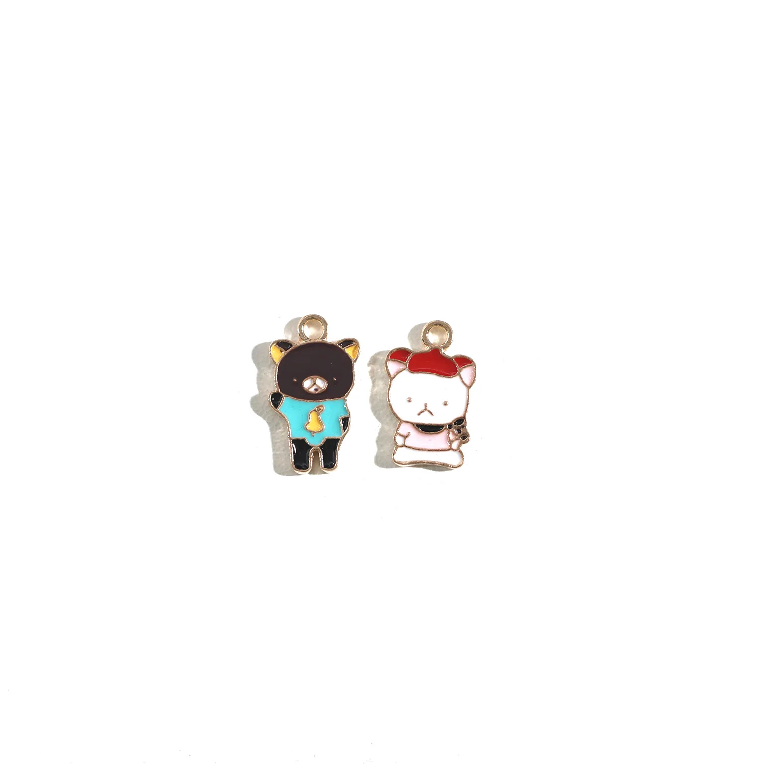 

10pcs white brown cute cartoon bear enamel charm for jewelry making earring pendant bracelet necklace charms diy design charms