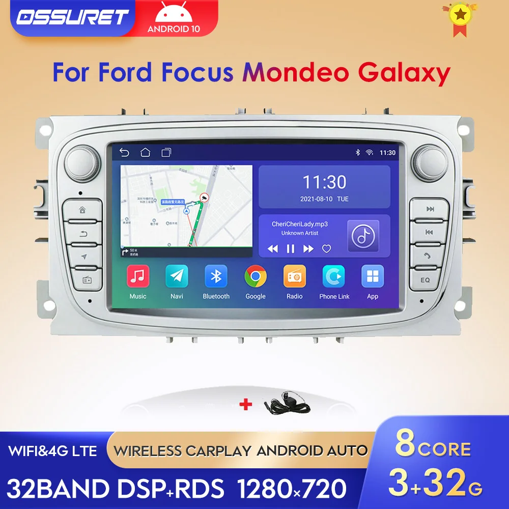 

Android 10 GPS Car Radios 2 Din Car Multimedia player 7'' Audio DVD Player For Ford/Focus/S-Max/Mondeo 9/GalaxyC-Max