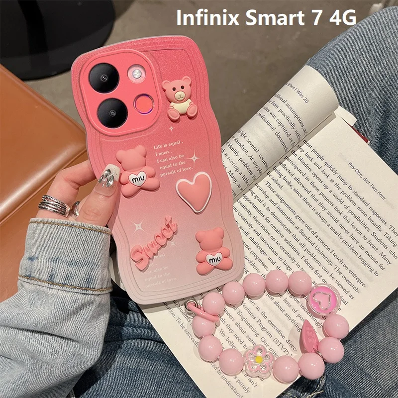 

3D Wavy Gradient Sweet Bear Phone Case for Infinix Smart 7 Infinix Smart 6 Plus Smart 6 HD Infinix Smart 5 Protection Cover