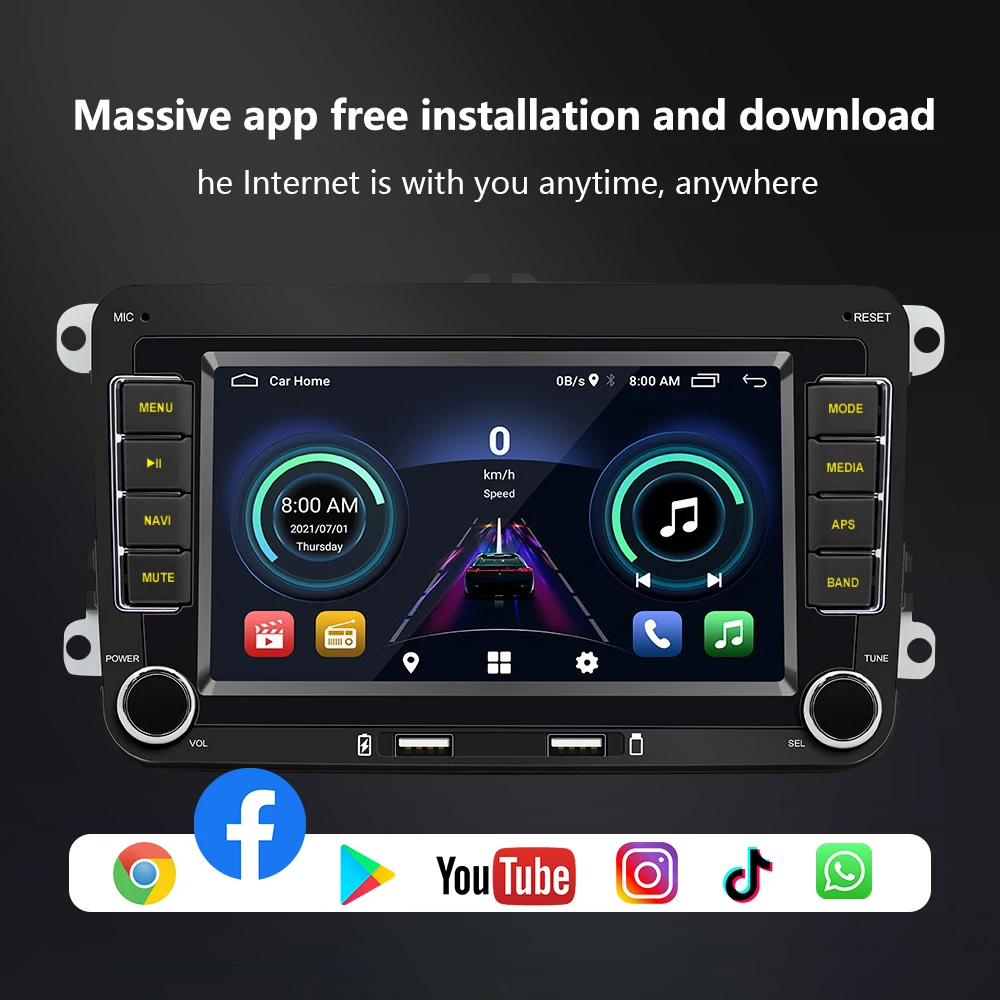 Фото Автомагнитола 2din на Android для VW Tiguan, Touran, Caddy, Jetta, Polo, Passat, Seat, мультимедийный плеер, стерео, GPS-навигация, Wi-Fi №3