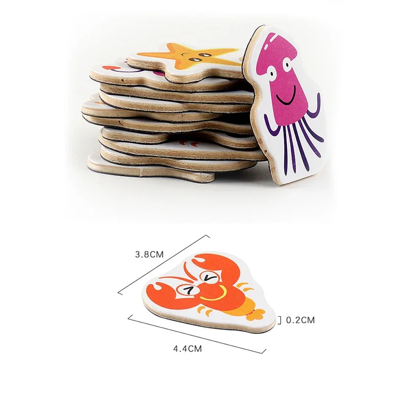 12 шт. магнит на холодильник с изображением животных рыба краб цветок деревянный 3D