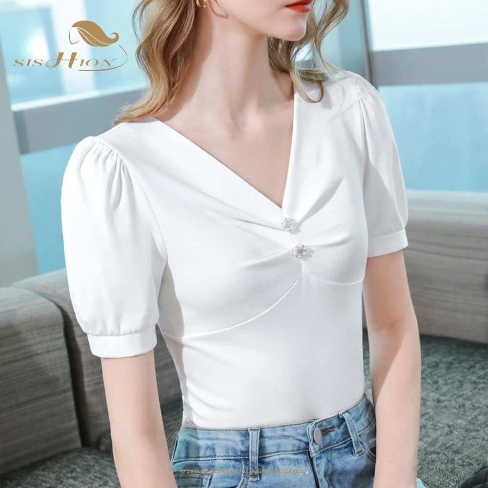 

Женская Модальная футболка с V-образным вырезом и коротким рукавом