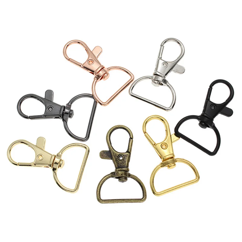 

5pcs Swivel Clasps With D Rings Lanyard Snap Hooks Keychain Clip Hook Metal Lobster Claw Clasps For Key Rings Crafting Sewing