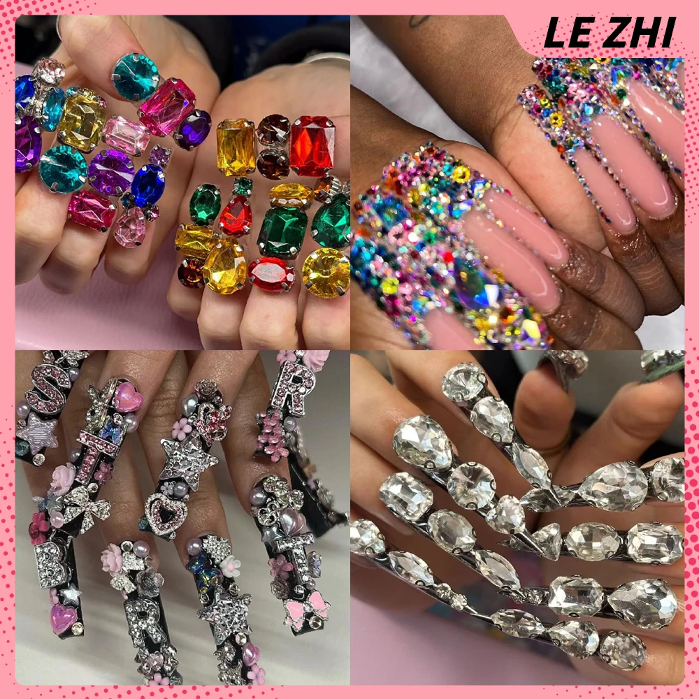 3D полностью просверленные роскошные алмазные наклейки для ногтей ручной работы