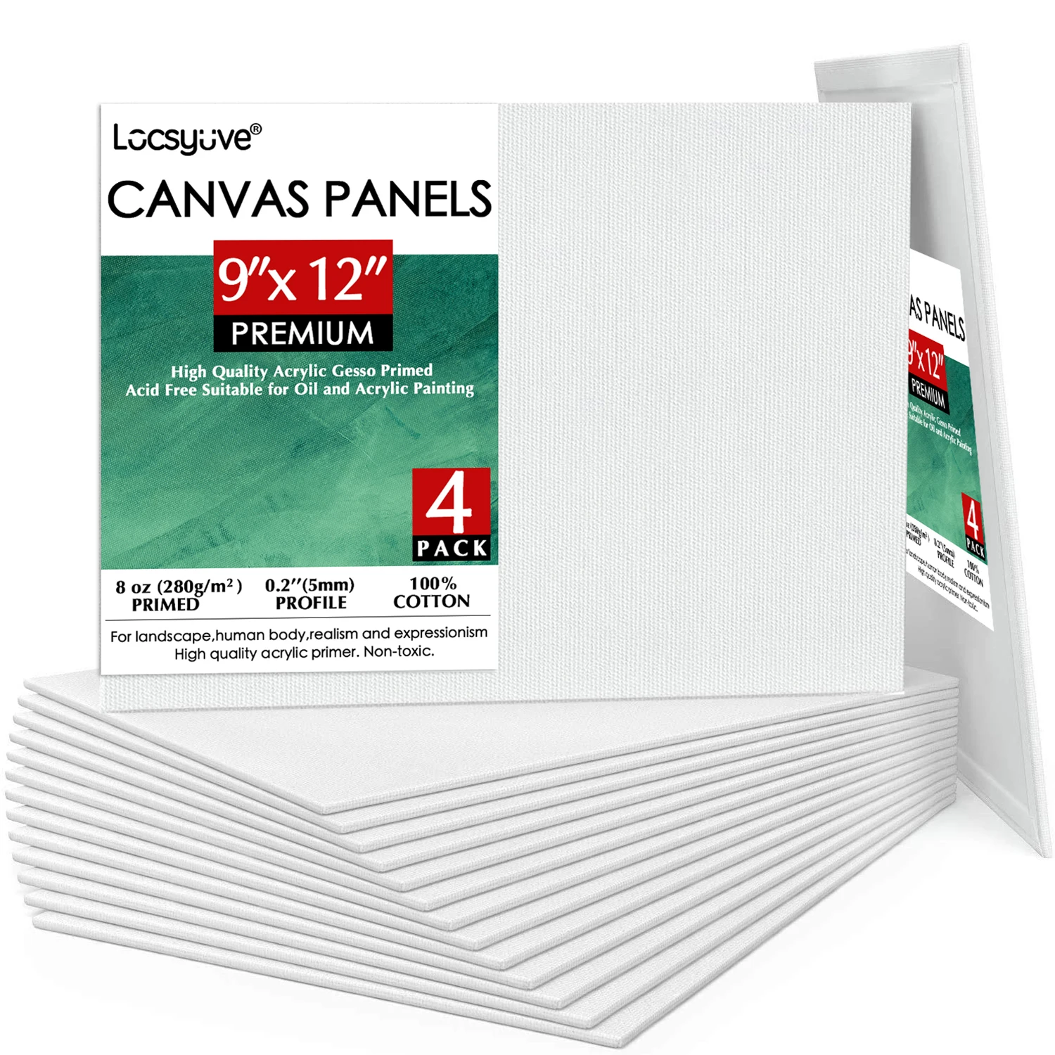 

Locsyseries холщовые панели s 9X12 дюймов, 100% хлопок, профессиональное качество художника, без кислоты, холщовые панели для рисования, упаковка из 4 ...