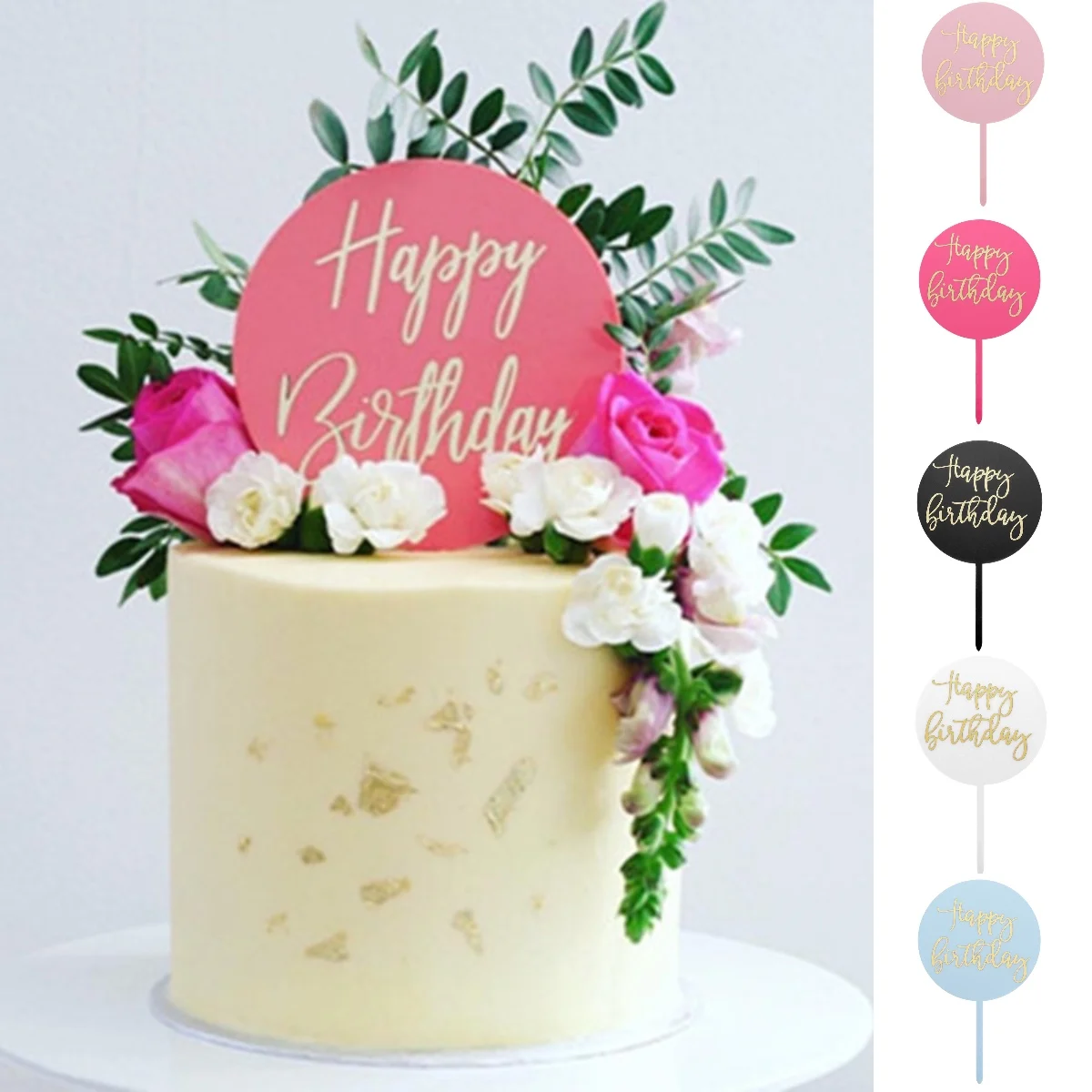 

6 шт., круглые бронзирующие буквы «С Днем Рождения»