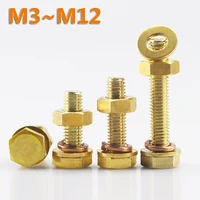 m3m4m5m6 m8m10m12 4 in1 brass outer hexagonal bolt screw nut flat washer elastic washer combination machine screws copper din933