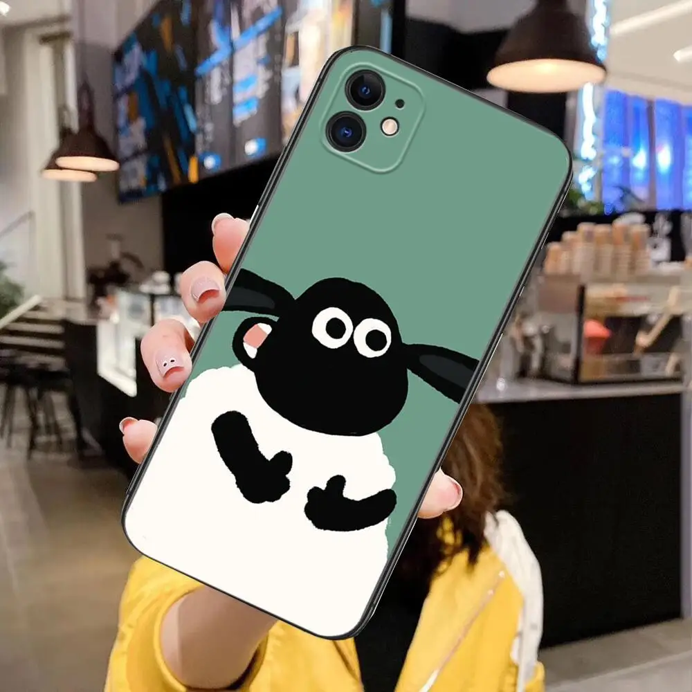 Funny Sheep Cartoon Luxury TPU Phone Case for IPhone 14 13 12 11 Pro Max Mini SE XR X XS  Max 8Plus 7plus 6 6S Black Phone Cover