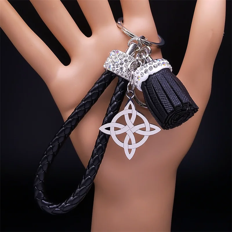 

Witchcraft Celtic Knot Pendant Key Chain Stainless Steel Amulet Bag Charm Accessories Witch Keychain Jewelry nudo de bruja