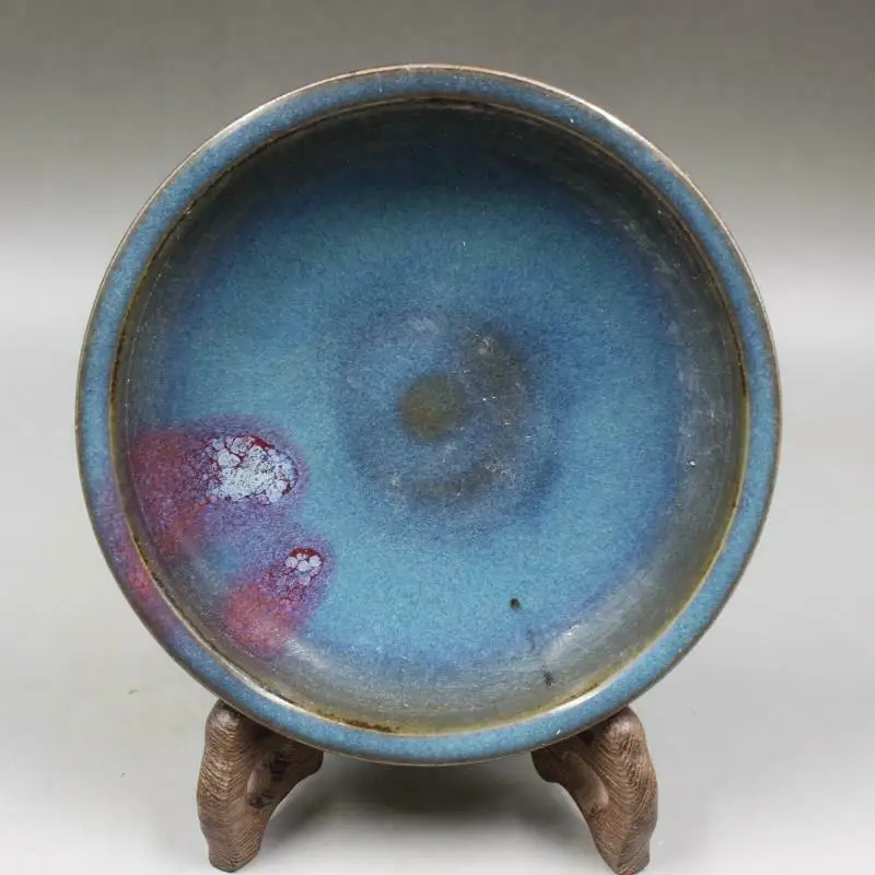 

Chinese Song Jun Kiln Porcelain Blue Glaze Purple Stipple Brush Washer 5.31 Inch
