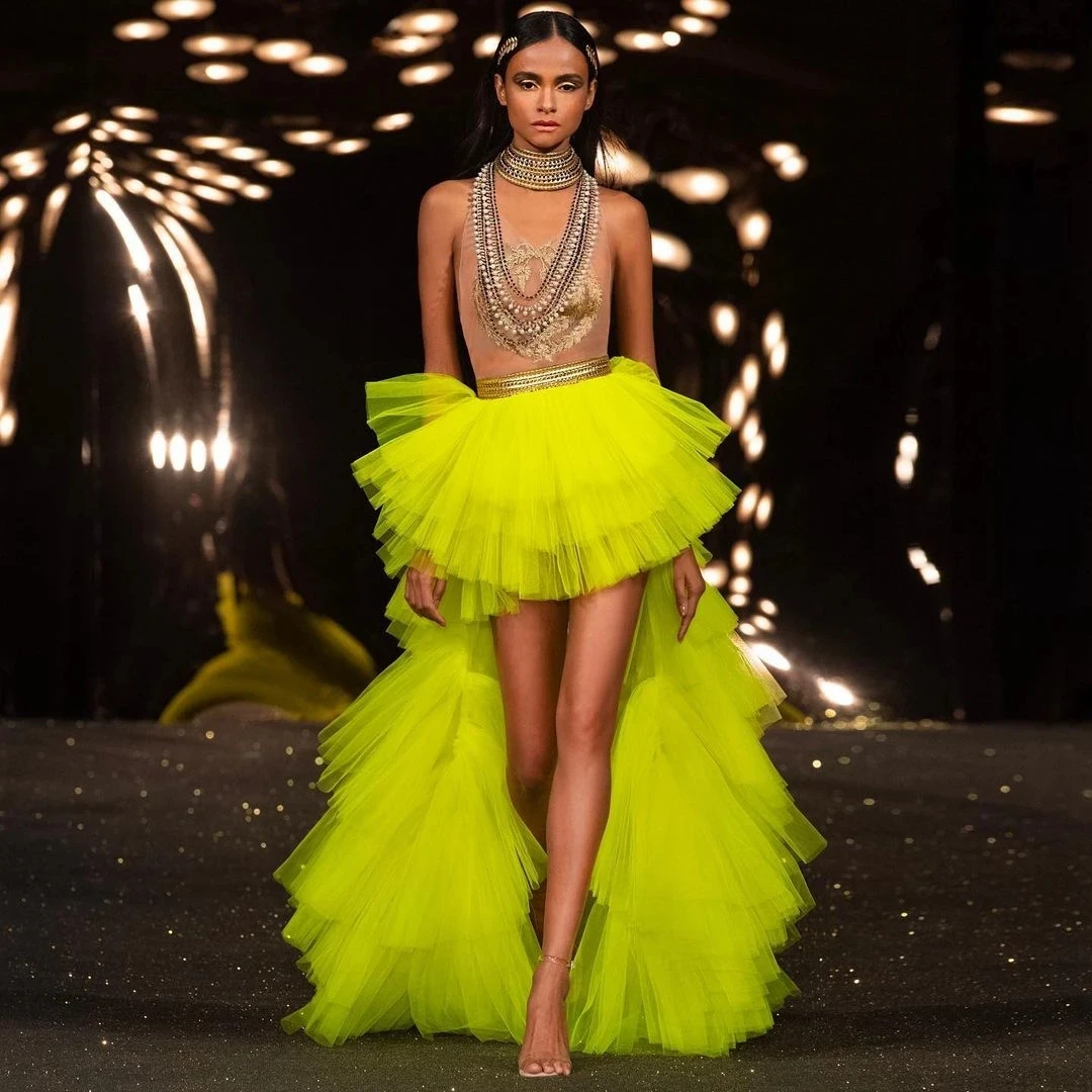 

Женская юбка-макси из фатина, ярко-желтая Асимметричная юбка-макси для выпускного вечера