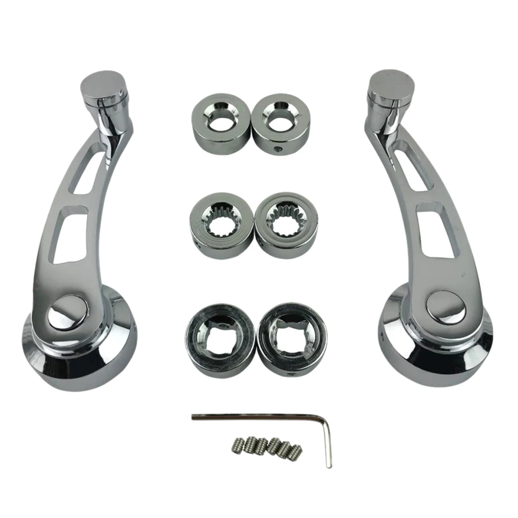

Pair Chrome Billet Aluminum Window Crank Handle Include Window Cranks, Fix Rings, Screws, Socket Head Wrench for for
