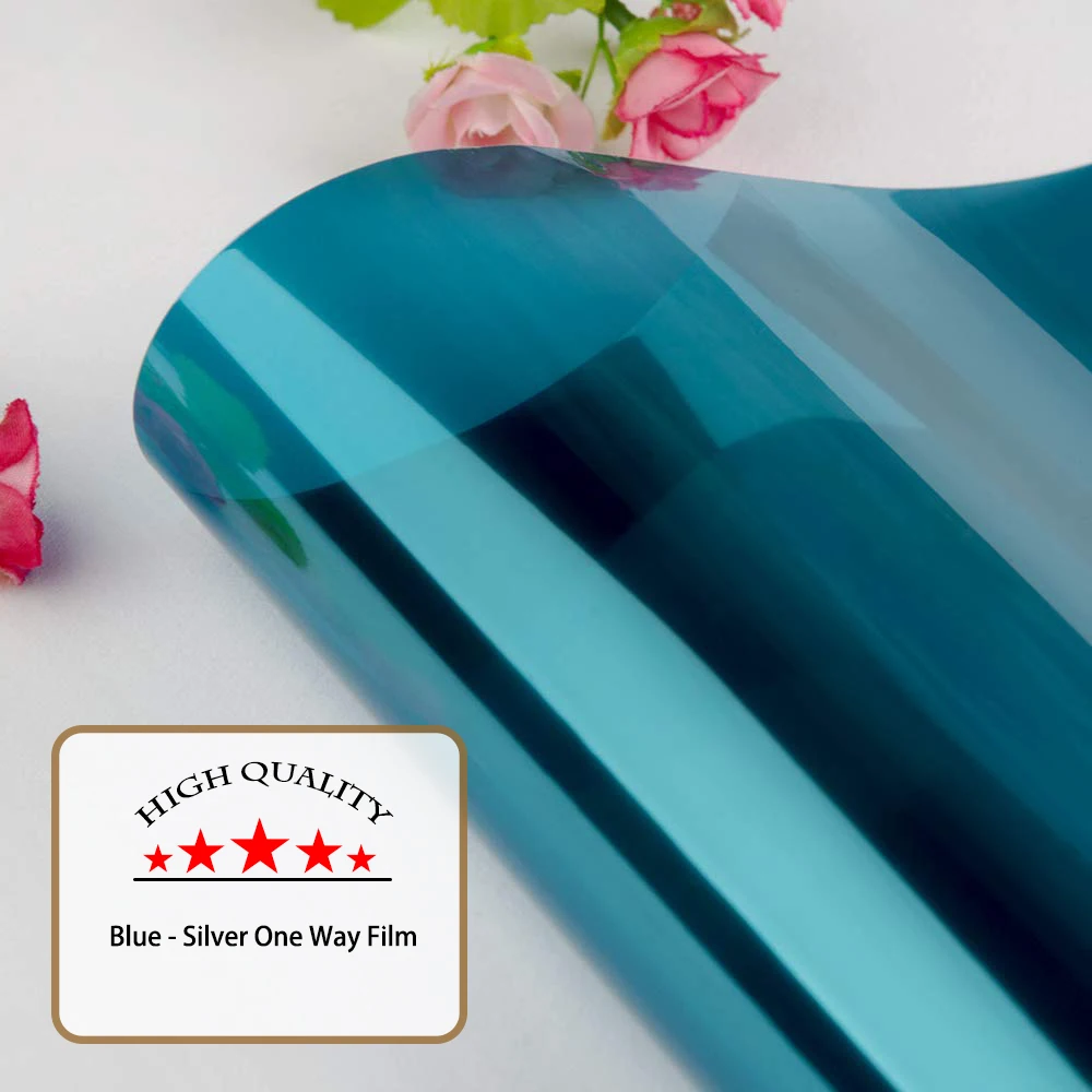 

40*500 Cm Anti-UV Self-Adhesive Window Film,Premium Color High Heat Control And Daytime Privacy Window Tint For Home Office Blue