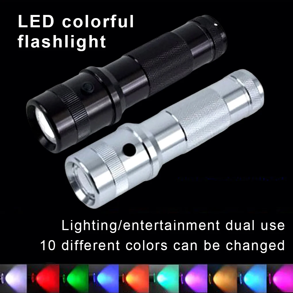 

Flashlight Color Changing Adjustable Cordless Torch Outdoor Lantern Camping Hiking Aluminum Alloy Light Handheld Lamp