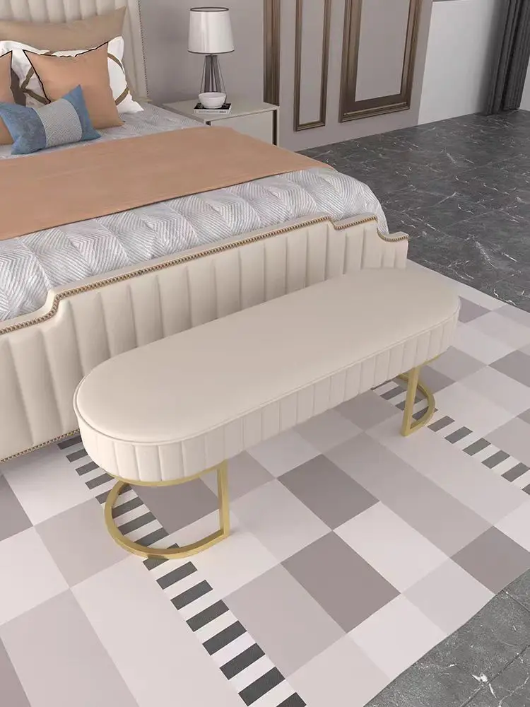 Бархатная скамейка для прихожей мягкая Сумочка Скандинавская с подставкой ног