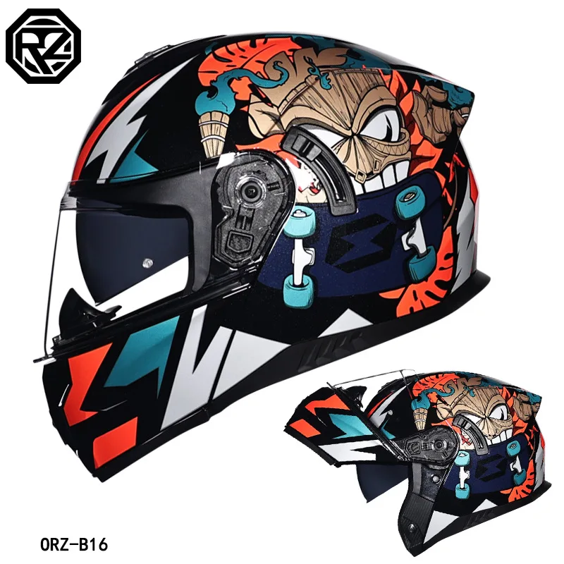 Модуль мотоцикла ORZ шлем с двойной линзой анфас для мотокросса одобренный DOT Moto