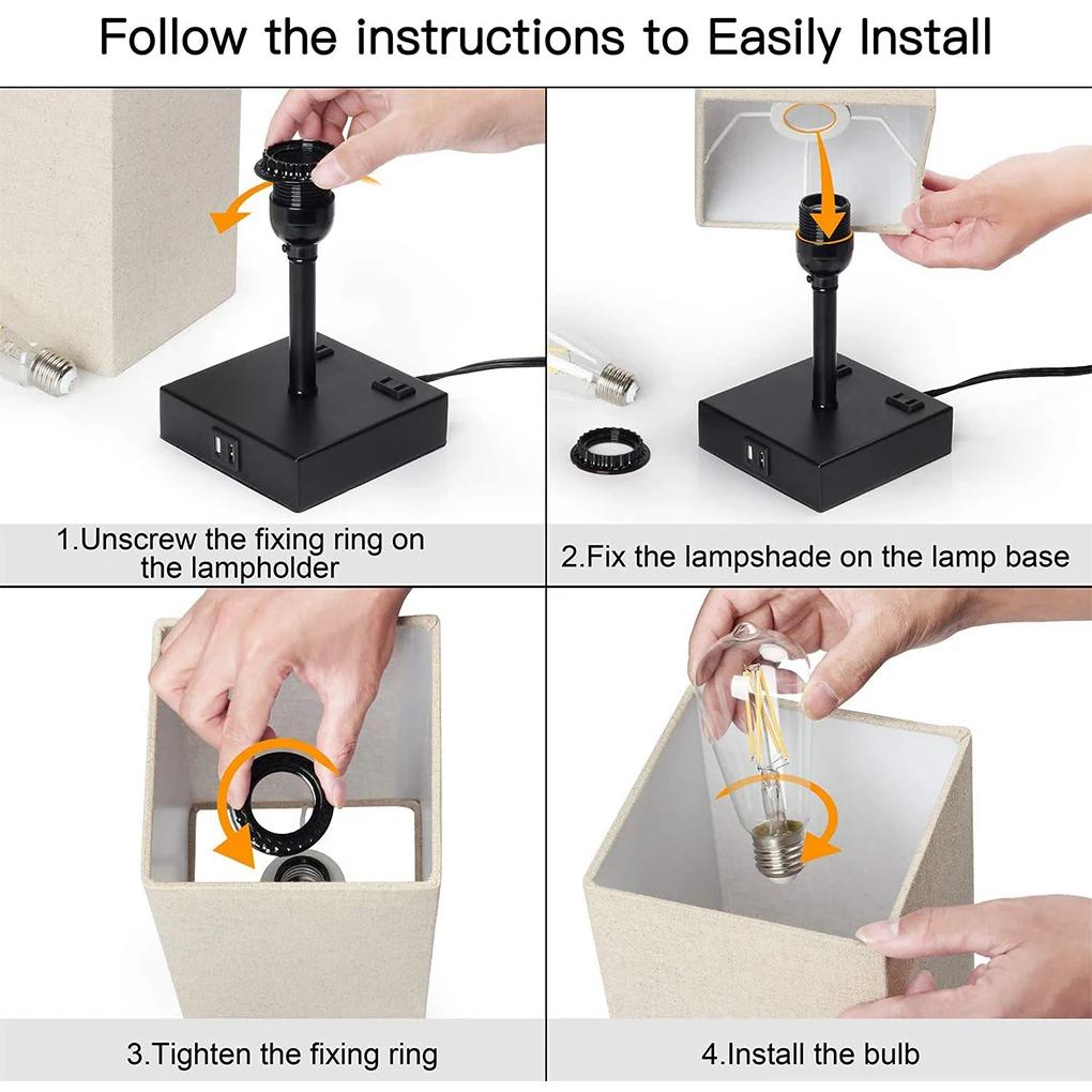 

Vintage Bedside Desktop Night Light Book Reading Nightlight Lamp with Charging Ports LED Table Lighting Tool Dormitory