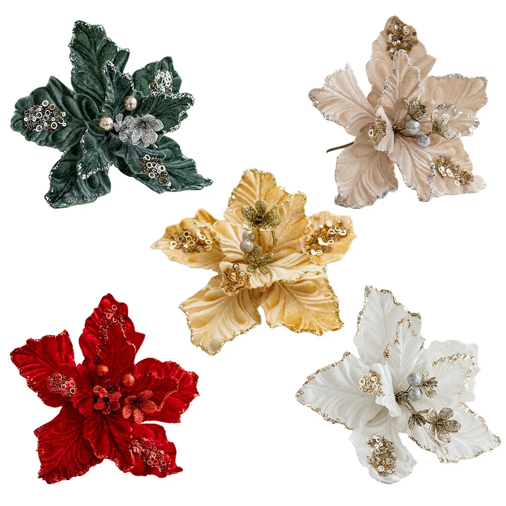 Navidad Parties Christmas Flowers Home Glitter Decorations Various Spaces Convenient Decoration Delicate Touch