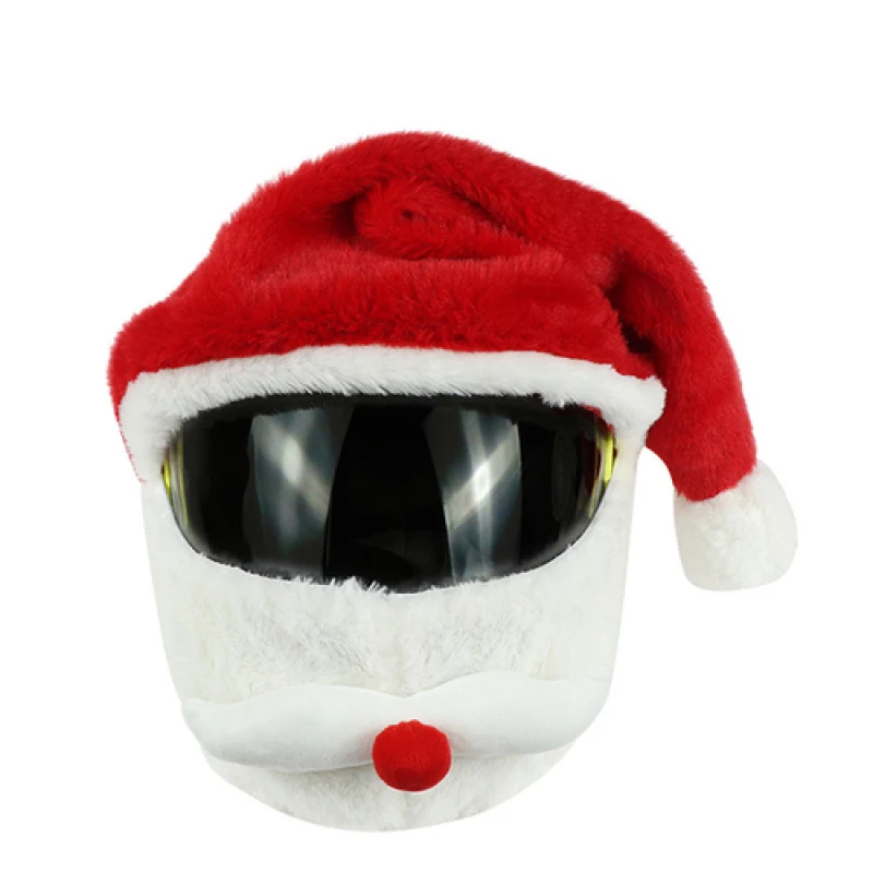 1Pcs Santa Claus Helmet Cover Plush Christmas Hat for Motorcycle Helmet Happy New Year Party Supplies Xmas Cosplay Accessoories