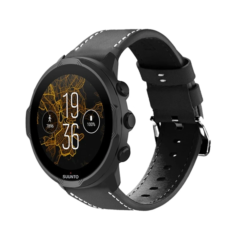 

Кожаный ремешок подходит для suunto7/9/9 Baro спортивные часы браслет на запястье петля сменный водонепроницаемый ремешок с защитой от пота
